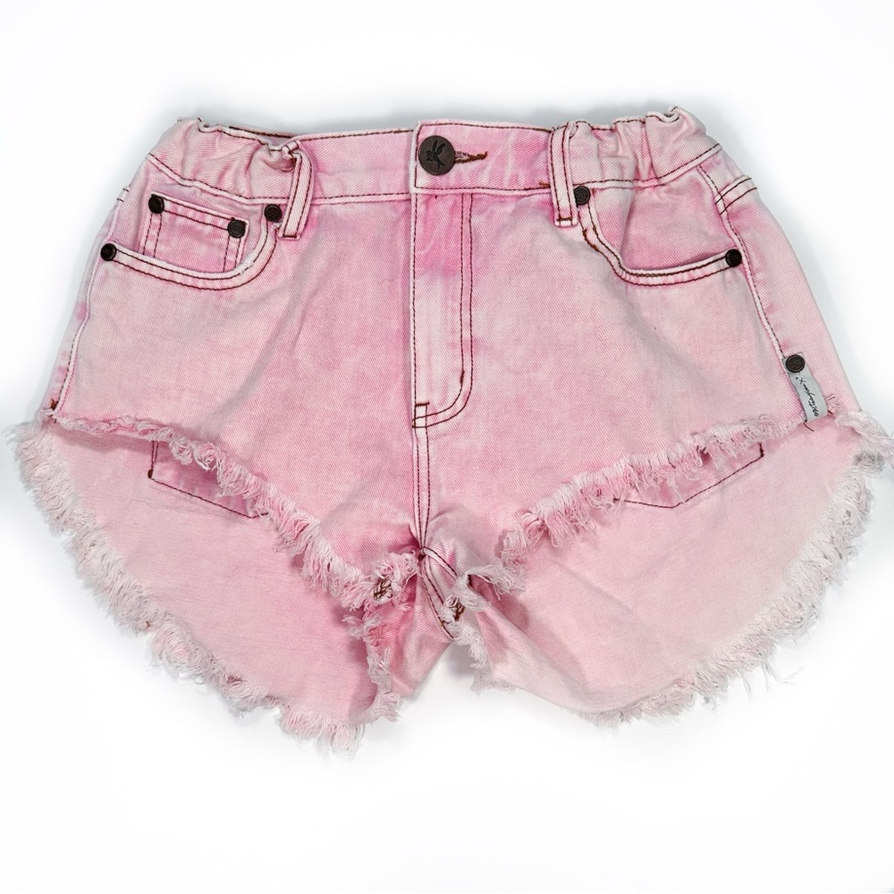 One Teaspoon Kids Soft Pink Denim Wash Shorts